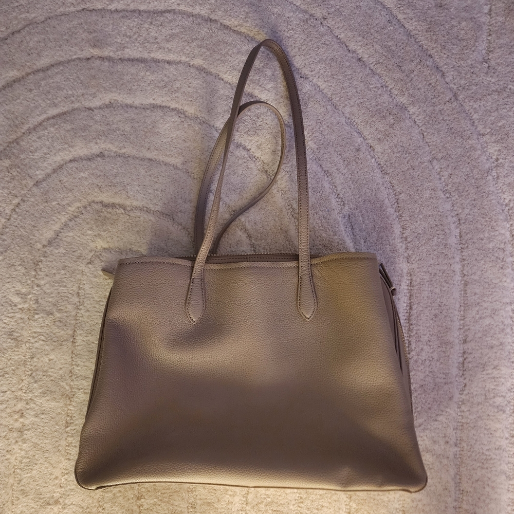 Quince Italian Leather Triple Compartment Work Tote EUC - Picture 3 of 9